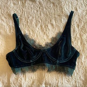 Deep green velvet Free People bralette
